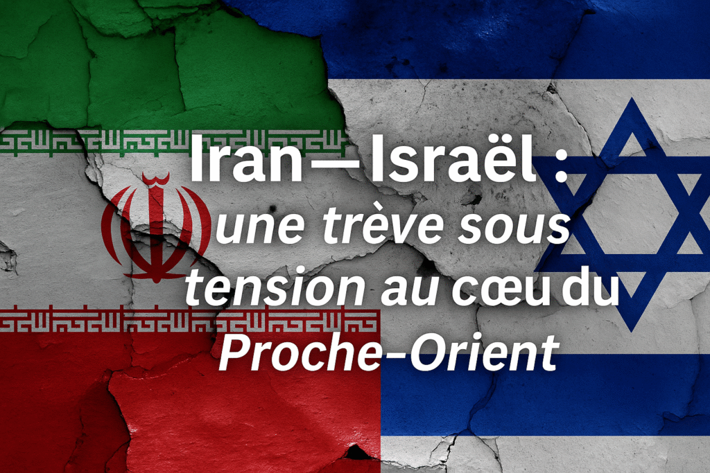 Illustration représentant la trêve tendue entre l’Iran–Israël, encadrée par des médiations internationales.