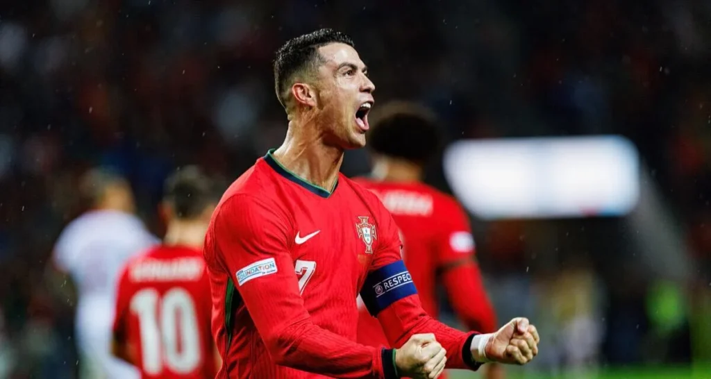 Cristiano Ronaldo célèbre son but pour l’équipe portugaise lors de la demi-finale contre l’Allemagne