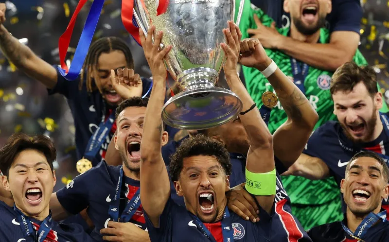 Joueurs du PSG célébrant leur victoire en Ligue des champions 2025 contre l’Inter Milan