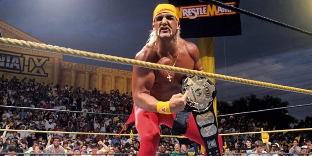 Hulk Hogan sur un ring dans les années 80, figure emblématique du catch