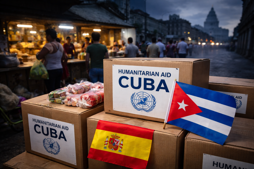 Aide humanitaire espagnole à Cuba en pleine crise énergétique.