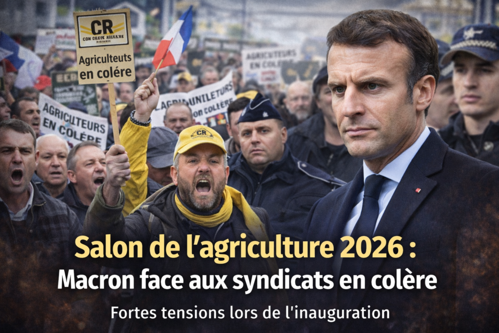 Emmanuel Macron au Salon de l’agriculture 2026 face à des syndicats agricoles en colère.