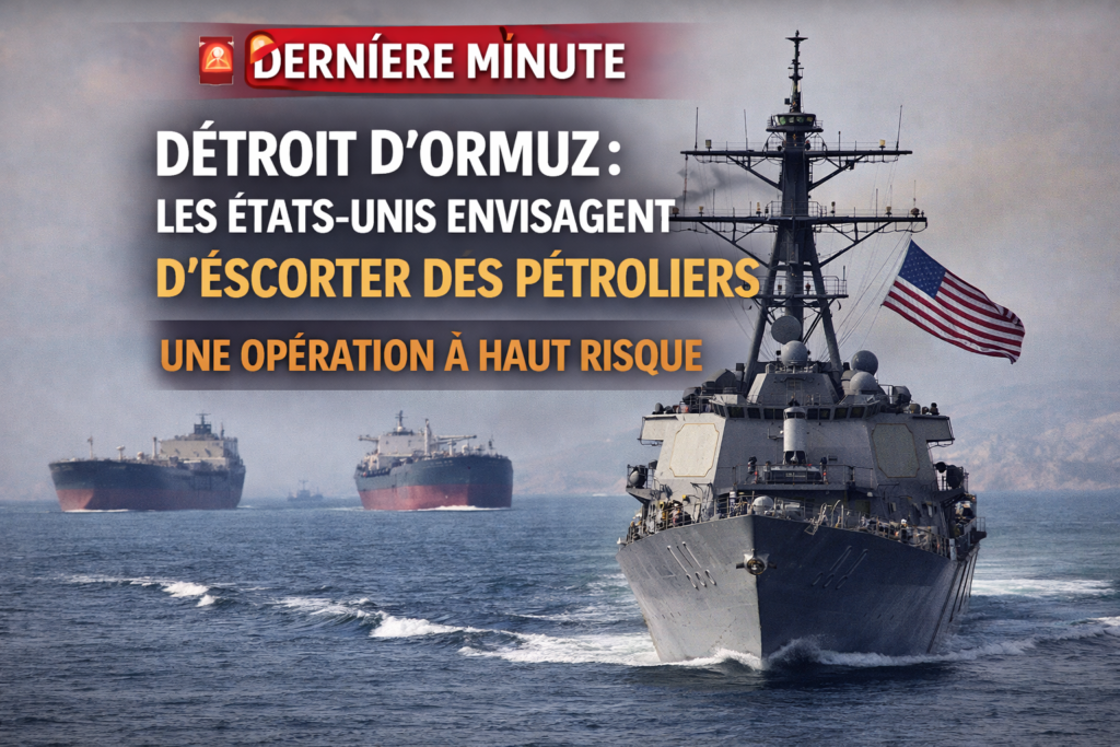 Navires militaires escortant des pétroliers dans le détroit d’Ormuz dans un contexte de tensions au Moyen-Orient.