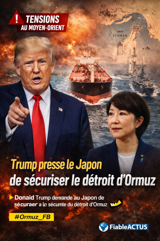 Donald Trump demande au Japon de sécuriser le détroit d’Ormuz dans un contexte de tensions au Moyen-Orient